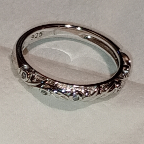 Sterling Silver Engagement And Wedding Band Ring Set/NWOT/Cocktail Ring & Band - Picture 11 of 16